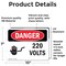 Signmission 220 Volts Danger Sign, Vinyl Decal, 10in W x 7in L, 2PK OS-2PACK-DS-D-710-L-1008 - alternate 4